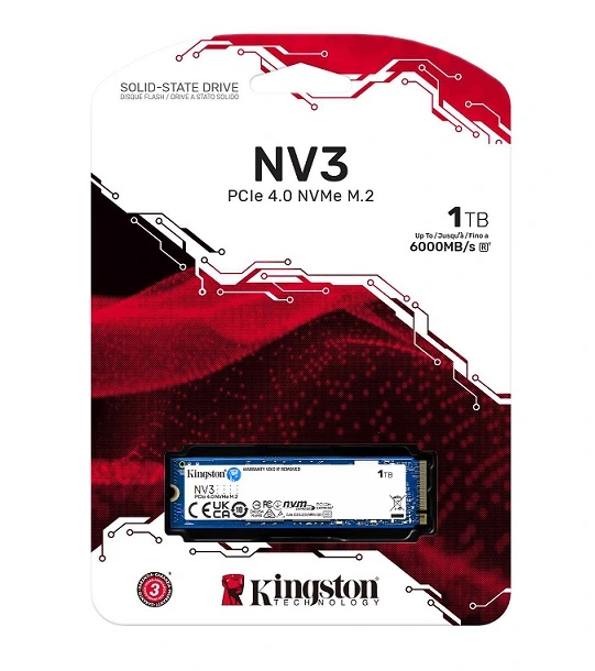 Hd M.2 Nvme. 1tb Kingston Nv3 Snv3s/1000g 6000/4000 Mb/s Cod: 4789